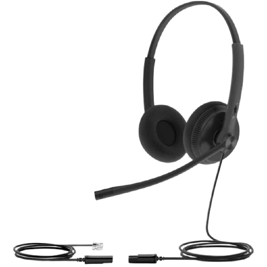 Diadema Alámbrica YHS34 Dual de Yealink QD a RJ9 con Almohadillas de Esponja