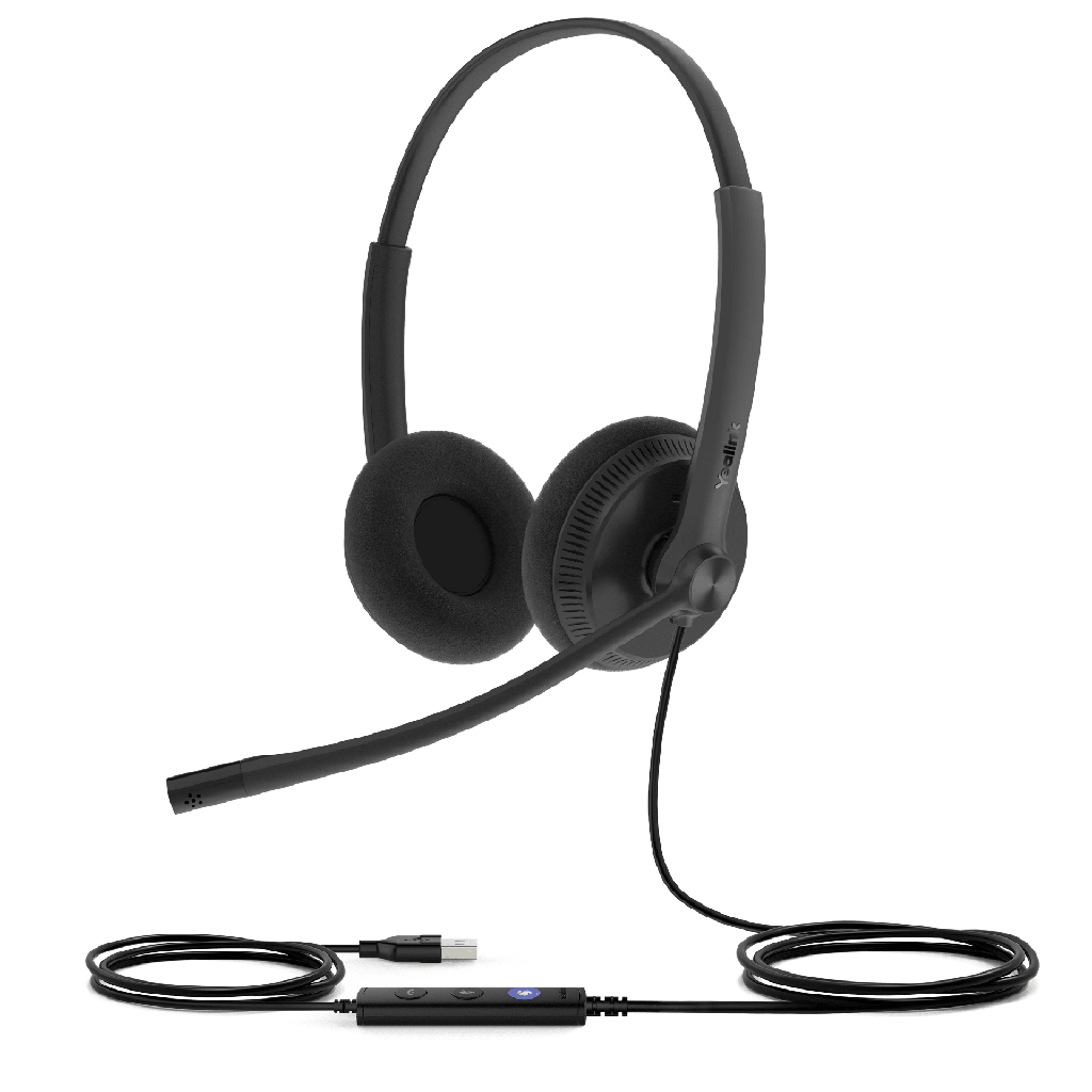 Diadema USB Yealink UH34 Lite Dual con Almohadillas de Esponja y Certificación Microsoft Teams