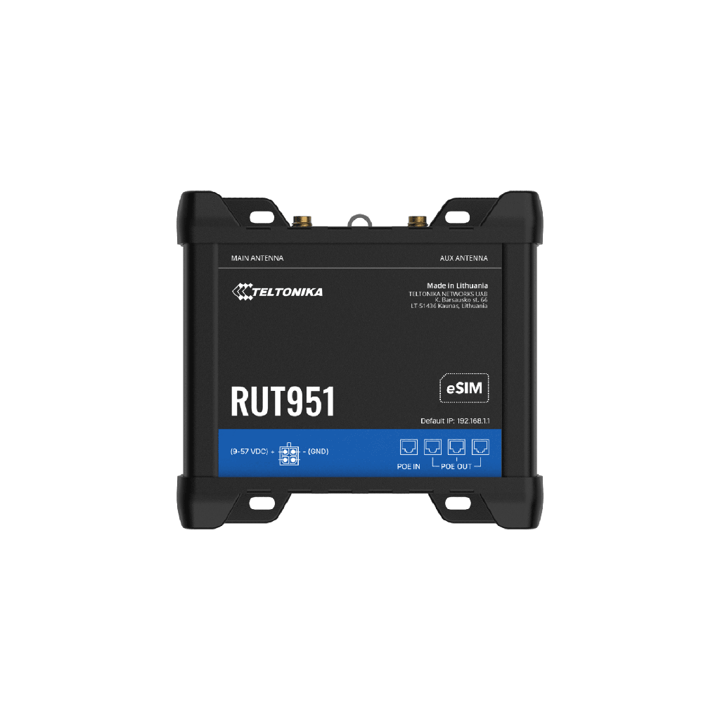 [RUT951-POE] Router PoE 4G Industrial con VPNs Avanzadas / Dual SIM / Soporta eSIM / Gestión Remota (Opcional RMS)
