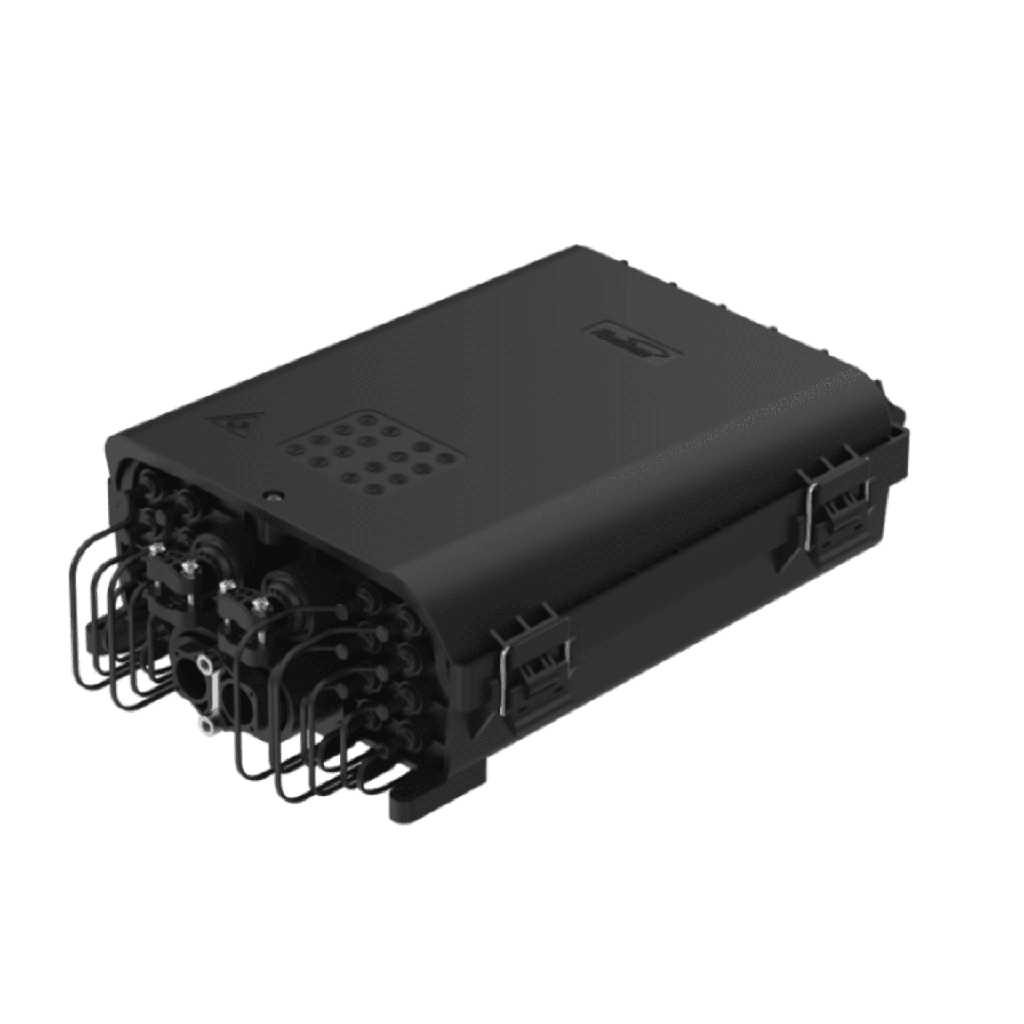 [FITDP-470D] HUB Box Preconectorizada EASYCONN® de FiberHome para Exterior, IP68, Hasta 96 Empalmes, Incluye 2 Splitters 1*4