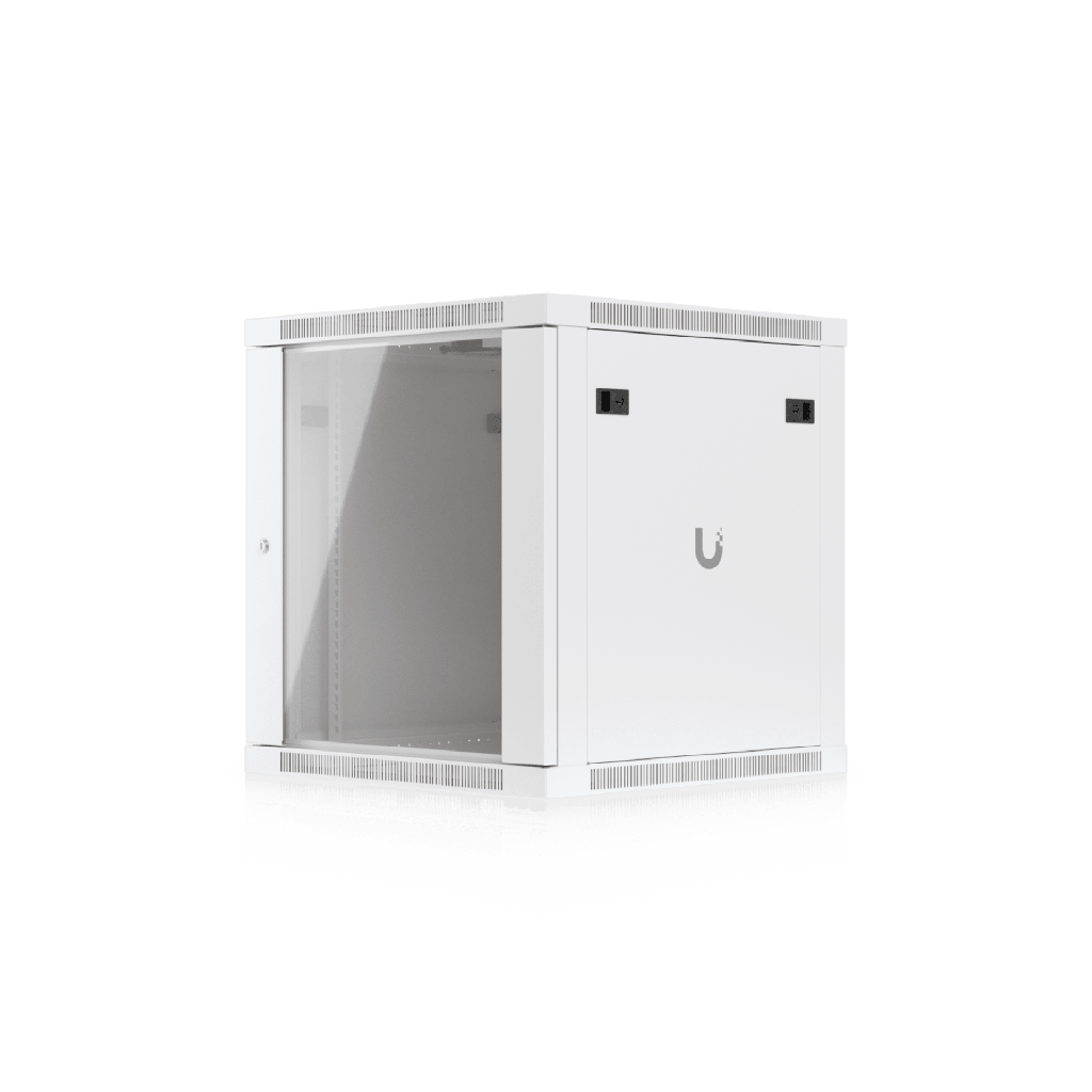 UACC Rack Cabinet 12U (598 x 600 mm) - Gabinete Cerrado para Montaje en Pared con Puerta Frontal de Vidrio Templado, Totalmente Ensamblado con Ventiladores Integrados y Paneles Removibles