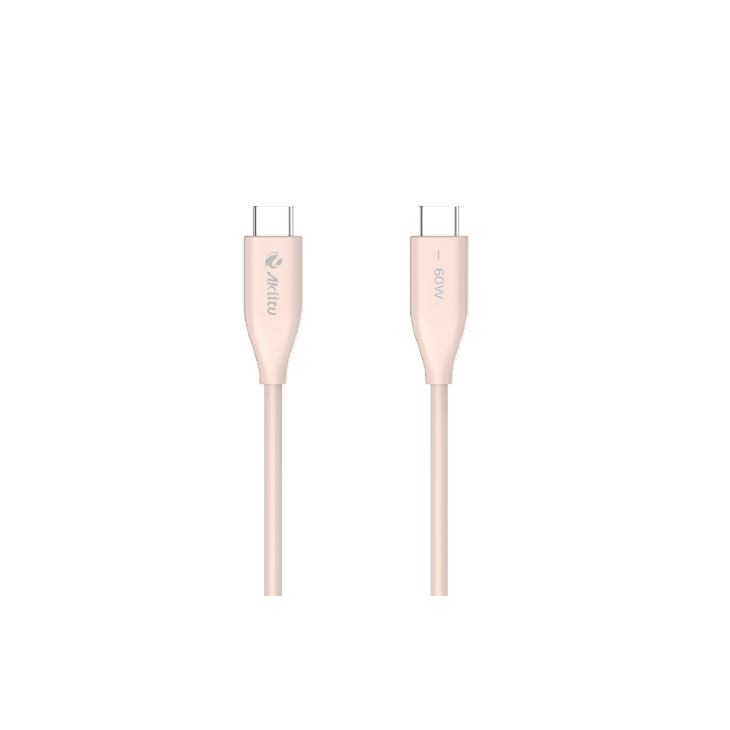 [AK-PAC6S-P-1.5M] Cable de Carga USB-C a C / 1 Metro / Tecnología GaN (Nitruro de Galio / Fast-Charging / Potencia 60W / Velocidad Transferencia 480 Mbps / Material Silicona No Tóxica /  Conector Aluminio Anodizado