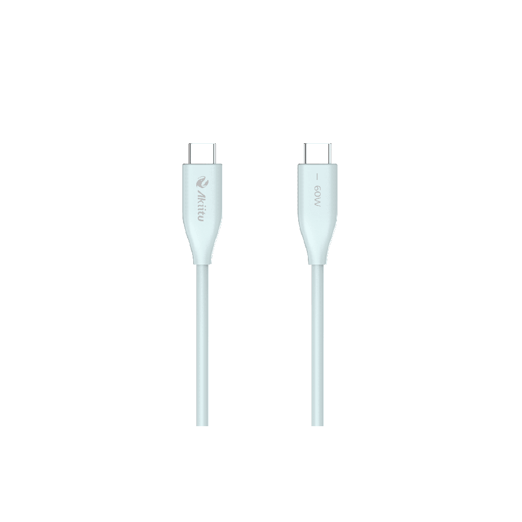 [AK-PAC6S-B-1M] Cable de Carga USB-C a C 1 Metro / Tecnología GaN (Nitruro de Galio / Fast-Charging / Potencia 60W / Velocidad Transferencia 480 Mbps / Material Silicona No Tóxica / Conector Aluminio Anodizado