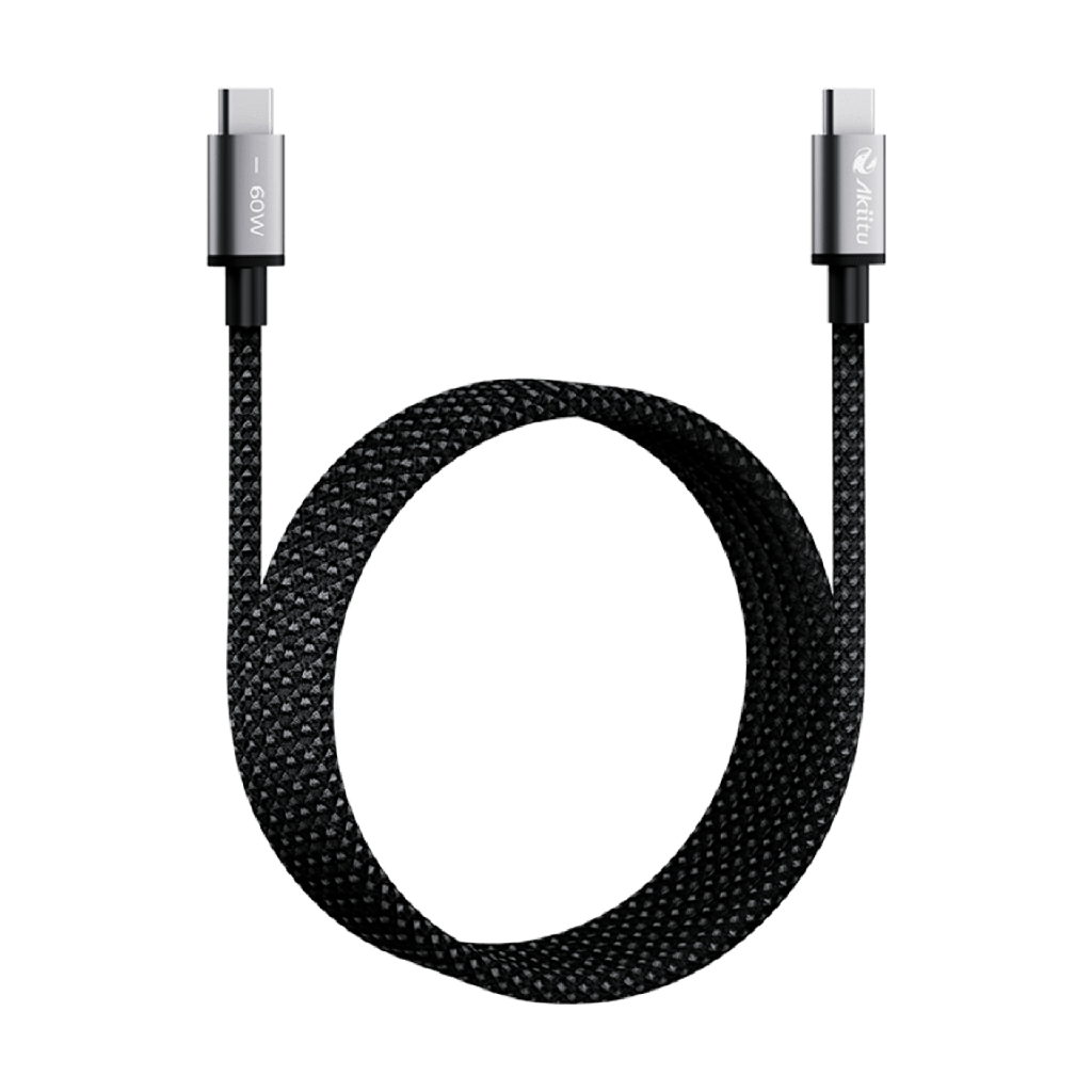 Cable de Carga USB-C a C 1.5 Metros / Tecnología GaN (Nitruro de Galio / Fast-Charging / Potencia 60W / Velocidad Transferencia 480 Mbps / Material Nylon /  Conector Aluminio Anodizado