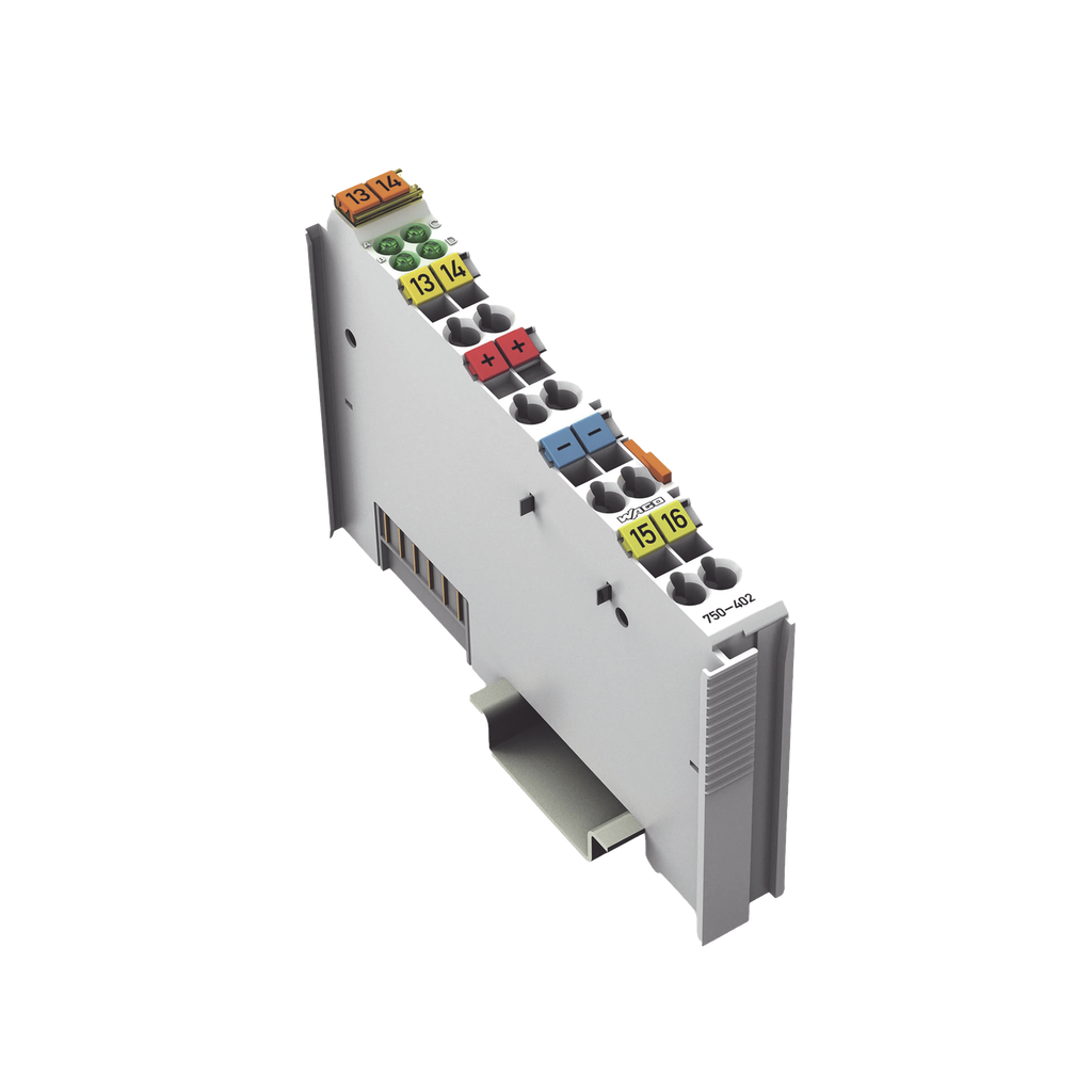 Módulo de Entrada Digital, 4 Canales 24 VDC, Conmutación PNP, Filtro 3 ms, Aislamiento Galvánico 500 kV, CAGE CLAMP®, IP20, Carril DIN