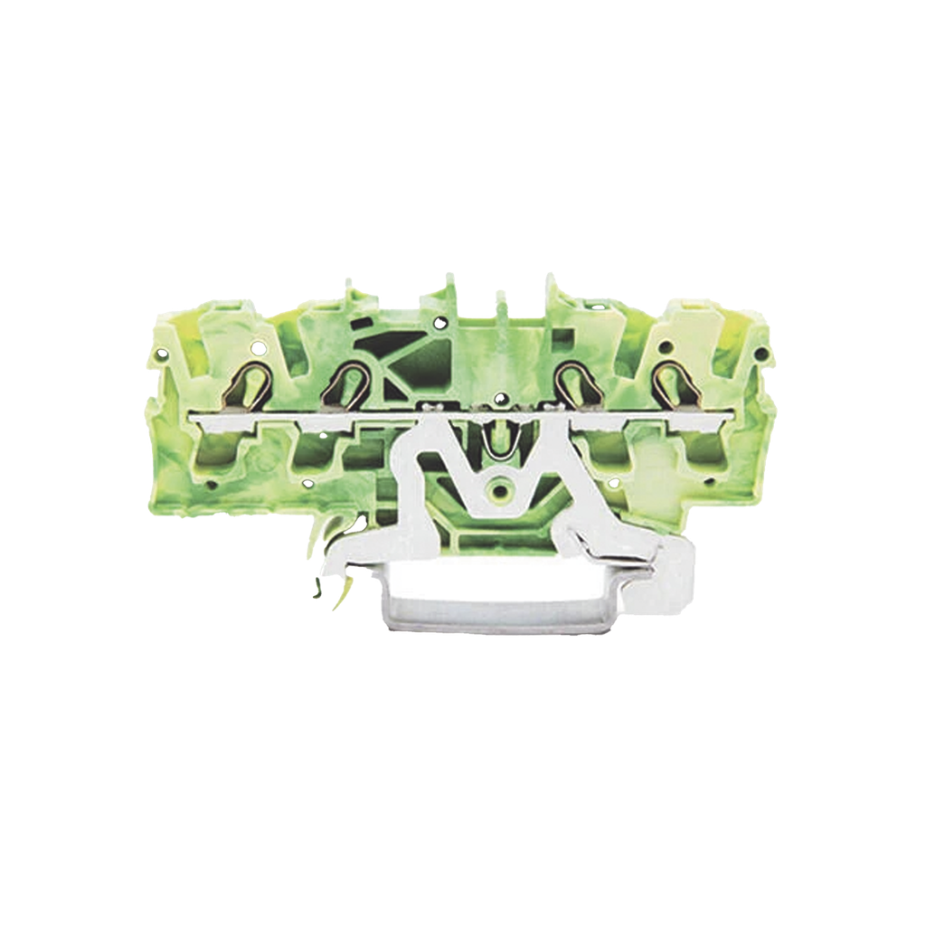 Borna de Tierra, 4 Conductores, 2.5 mm², Aplicaciones Ex e II, Push-in CAGE CLAMP®, Marcaje Lateral y Central, Carril DIN 35 x 15/7.5, Verde-Amarillo