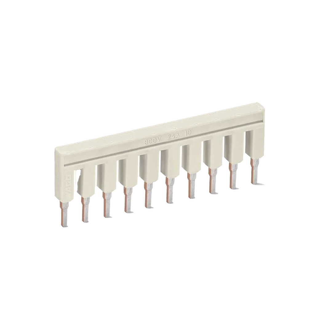 Puente Eléctrico, 10 Polos, Aislado, Gris Claro, 25A 800V, Para Rail Din, Material Cobre Electrolítico, Sistema Peine Personalizable