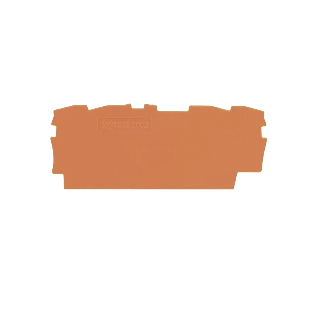 Placa Final e Intermedia, Espesor 0,8 mm, Naranja, Poliamida PA 66, UL 94 V0, Tipo Encajable, 70x33 mm, 1,7 g