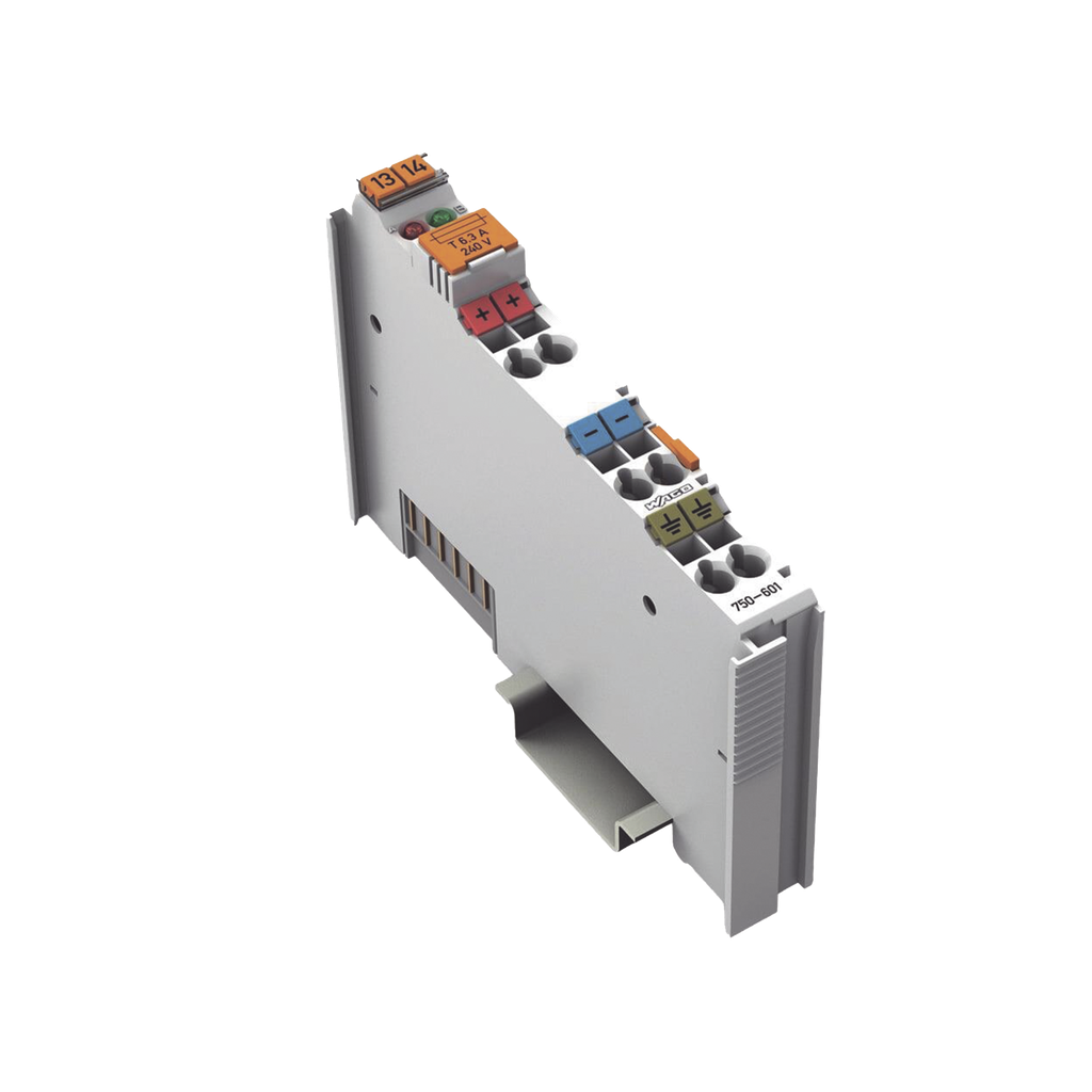 Módulo de Alimentación I/O System / 24 VDC / 6.3 A / Portafusible T 6.3 A / 3 Contactos de Puenteo / LED Indicadores / Protección IP20 / Montaje Riel DIN