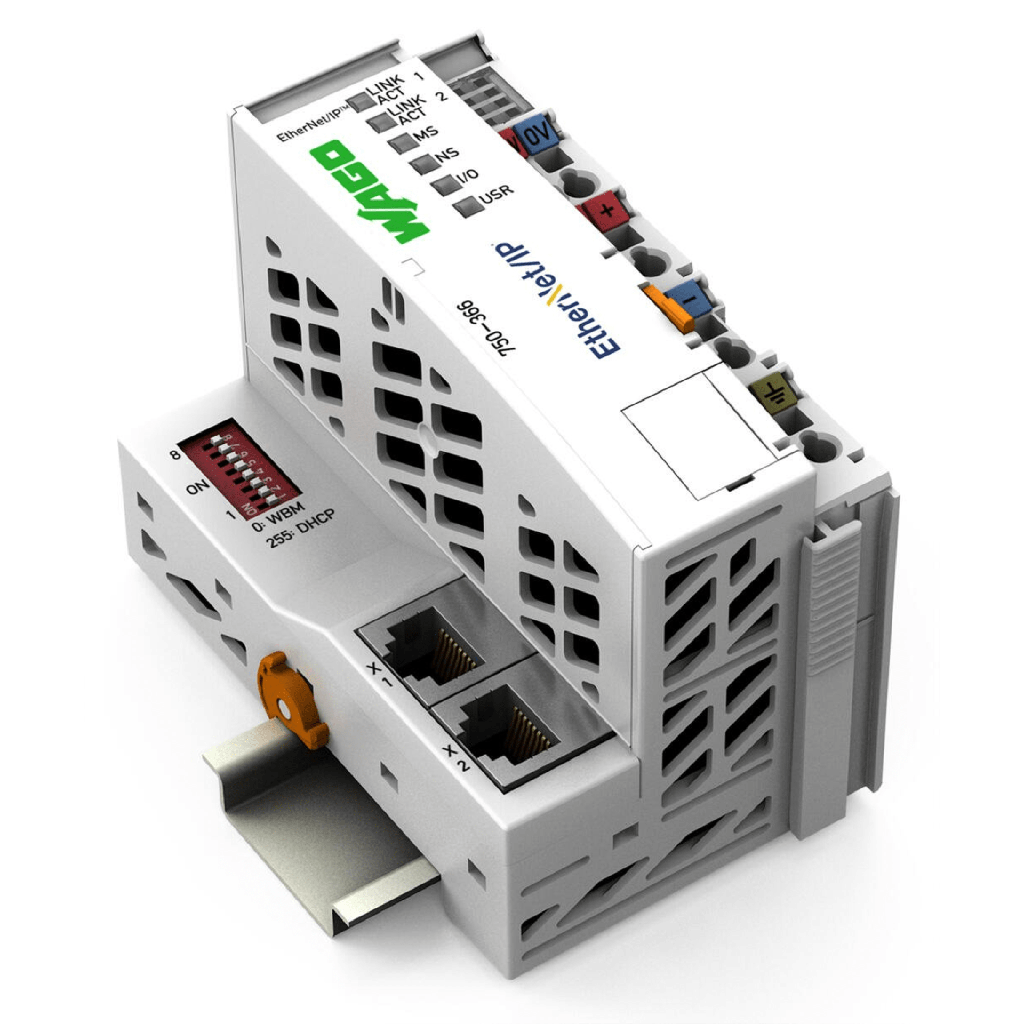 [750-366] Acoplador de Bus de Campo EtherNet/IP / 4ª Generación / Protocolo DLR / 10-100 Mbit/s / 250 Módulos Máx. / IP20 / Montaje Carril DIN