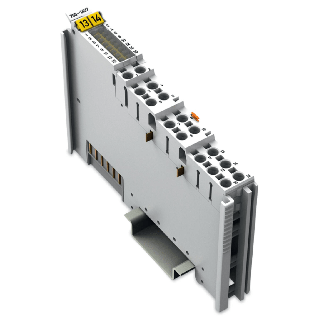 Módulo de Entrada Digital / 16 Canales / 24 V DC / Conmutación Negativa NPN / Filtro RC 3 ms / Push-in CAGE CLAMP® / Aislamiento Galvánico 500 kV / IP20 / Montaje Carril DIN