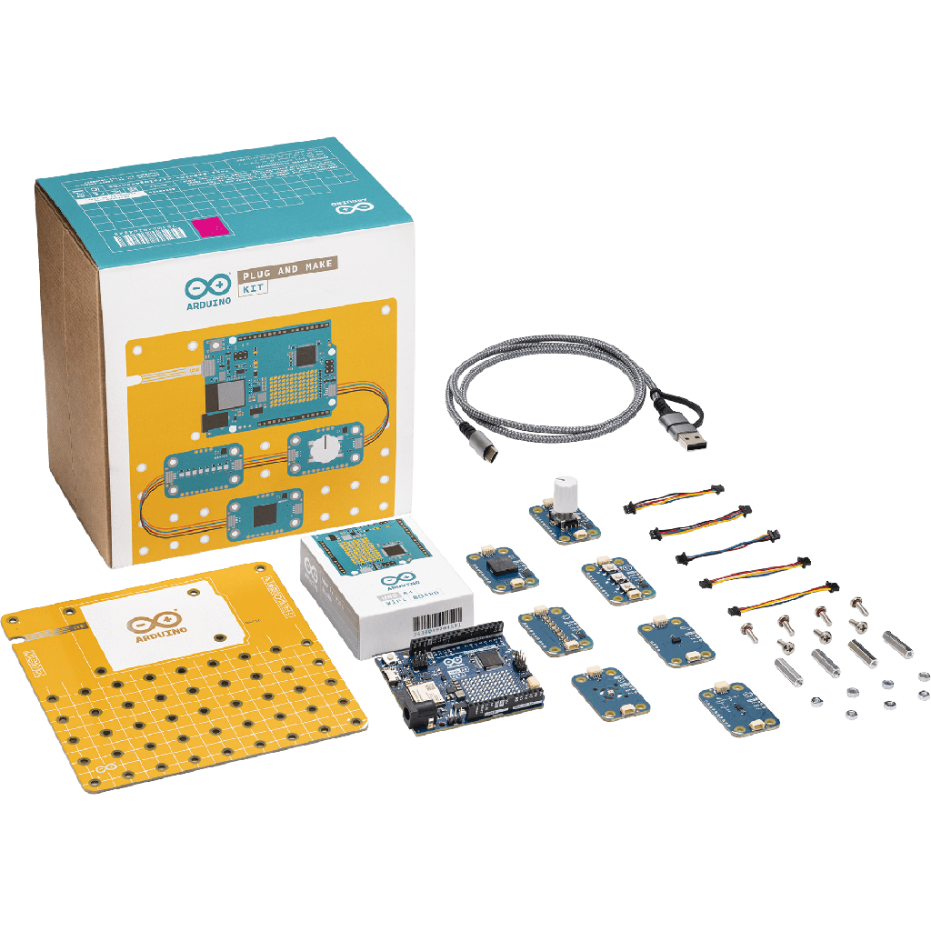 Kit Arduino® Plug and Make / Arduino® UNO R4 WiFi / 7 Nodos Modulino® / Conexión I2C Qwiic / Compatible con Arduino® Cloud / Sin Soldadura