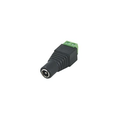 [JR-53] Adaptador Hembra Tipo Jack de 3.5 mm polarizado de 12 Vcc / Terminales Tipo Tornillo / Polarizado (+/-) / Ideal para Cámaras de Video Vigilancia.