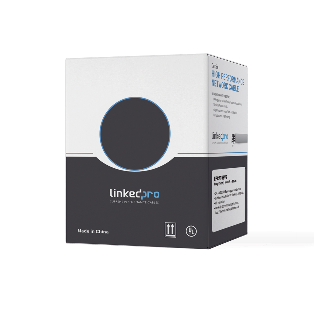 Bobina de cable de 305 m ( 1000 ft ) Cat5e, Aleación de Cobre y Aluminio ( CCA ), color Gris, Uso Interior.