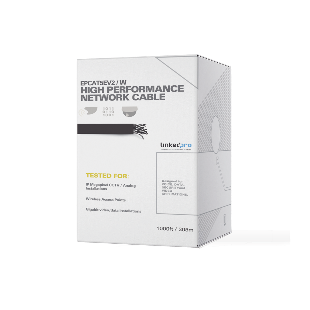 Bobina de 305 m (1000 ft) Cat5e, aleación de cobre y aluminio ( CCA ) color blanco, uso interior