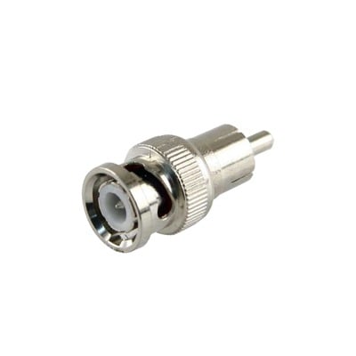 [TT-RG-01] Adaptador en línea para 75 Ohm, de conector BNC macho a RCA macho en aplicaciones de Audio-Video para cámaras, monitores y DVR´s.