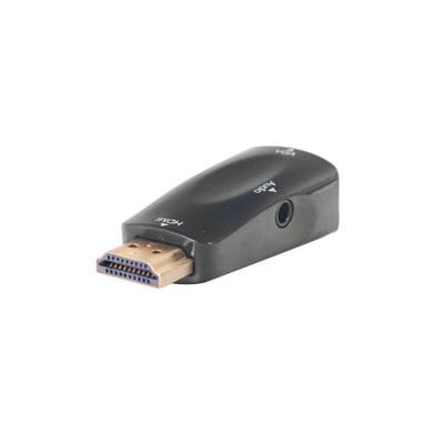 [HDMI-VGA] Adaptador (Convertidor) HDMI a VGA  / HDMI Macho a VGA Hembra / Resolución 1920x1080 @ 60Hz  / Adaptador de Audio de 3.5 mm / Chapado en Níquel
