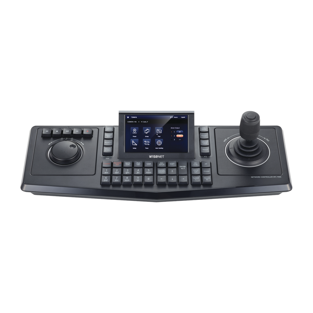 Controlador de domos PTZ y Camaras IP Wisenet, con pantalla LCD touch screen de 5