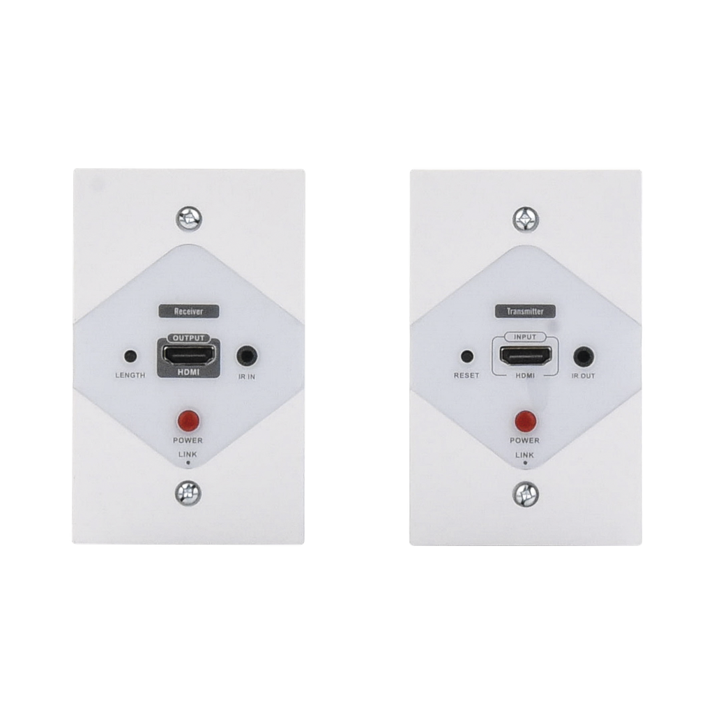 Kit Extensor HDMI en PLACAS DE PARED para distancias de 40 metros / Resolución 1080P @ 60 Hz / Cat 6/6A/ 7 / HDR/ Cero Latencia / Soporta Control Remoto / Placa de pared de 2.74 x 4.49? (tamaño estándar de EE.UU.).