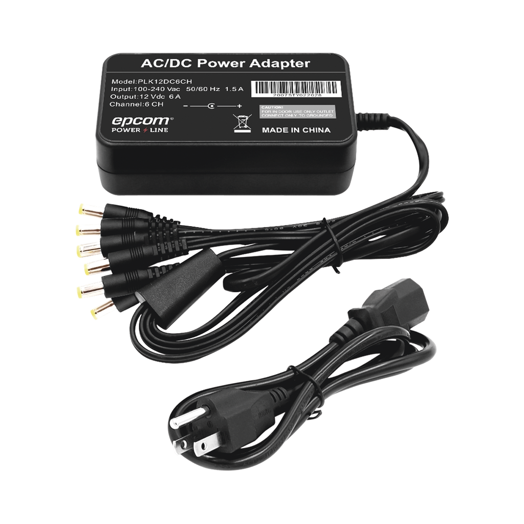 [PLK12DC6CH] Fuente de Poder de 6 Salidas tipo Jack Macho de 12 Vcc / 6 Amper