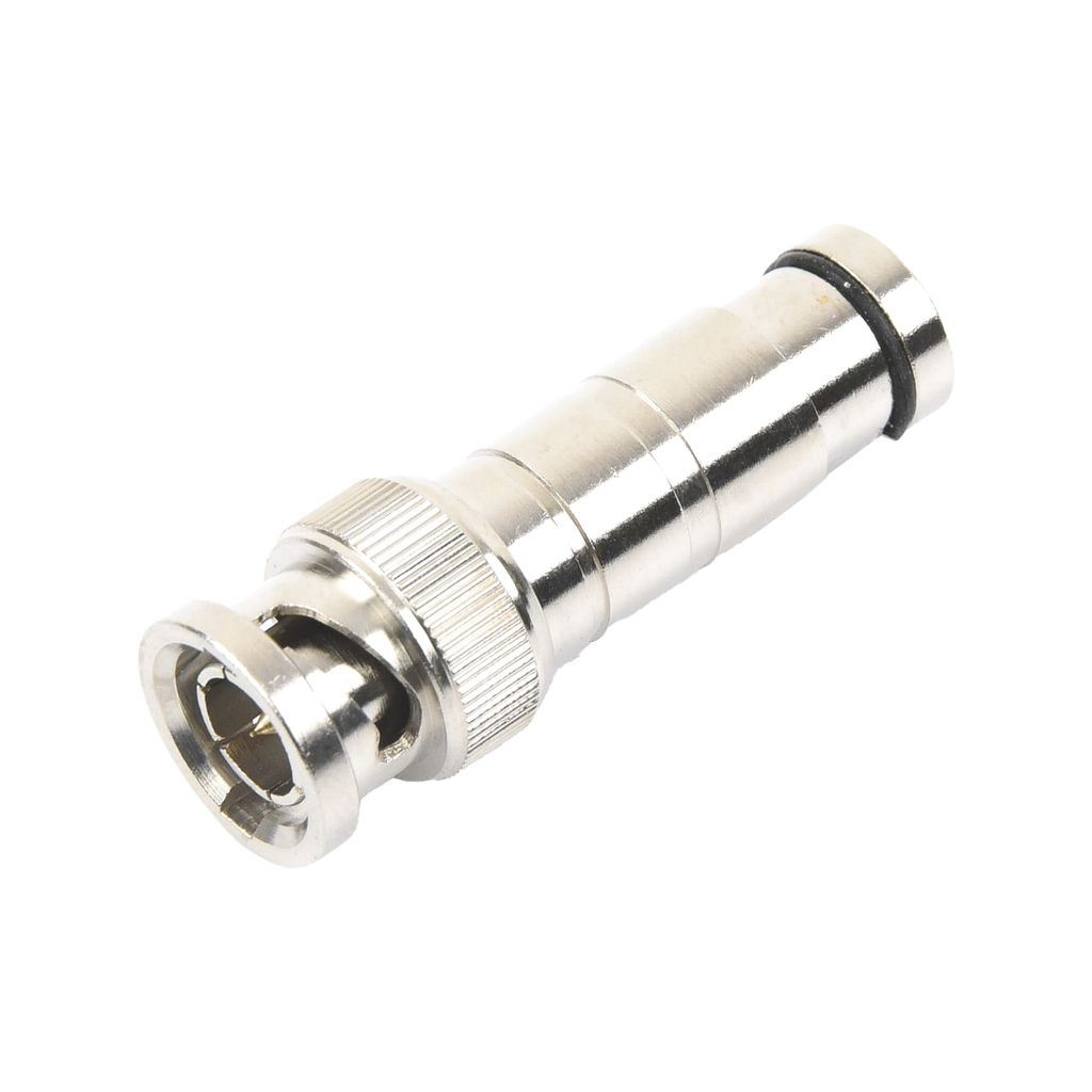 [TT-RG-16] Conector BNC Macho en 75 Ohm, de Compresión Axial para Cable Coaxial RG-59/U, Níquel/ Oro/ Politetrafluoroetileno.
