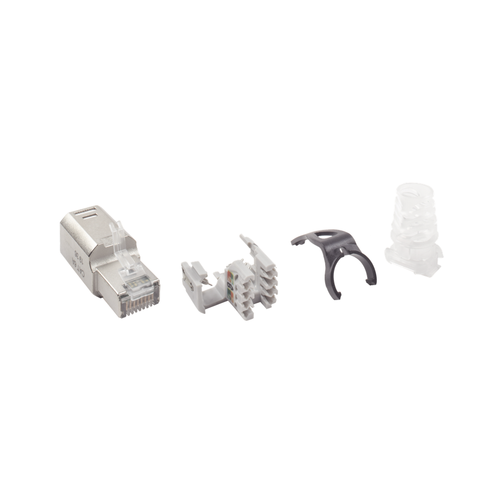 [ZP1-6AS-01S] Plug RJ45 Cat6A Blindado, Terminación en Campo, Compatible con Todas las Categorías, Con Clip Protector de Seguro