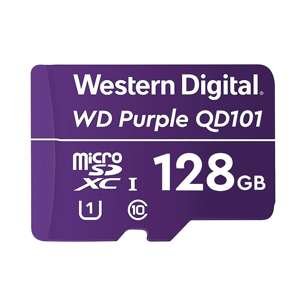 [WD128MSD] Memoria microSD de 128 GB PURPLE, Especializada Para Videovigilancia, 10 VECES MAYOR DURACIÓN, 3 AÑOS DE GARANTIA