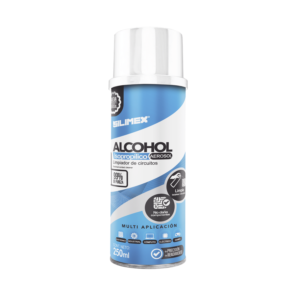 [ALCOHOLS] Alcohol Isopropilico en Aerosol para limpieza de equipos de vídeo, fibra óptica, cómputo, y equipo telefónico 250 ml