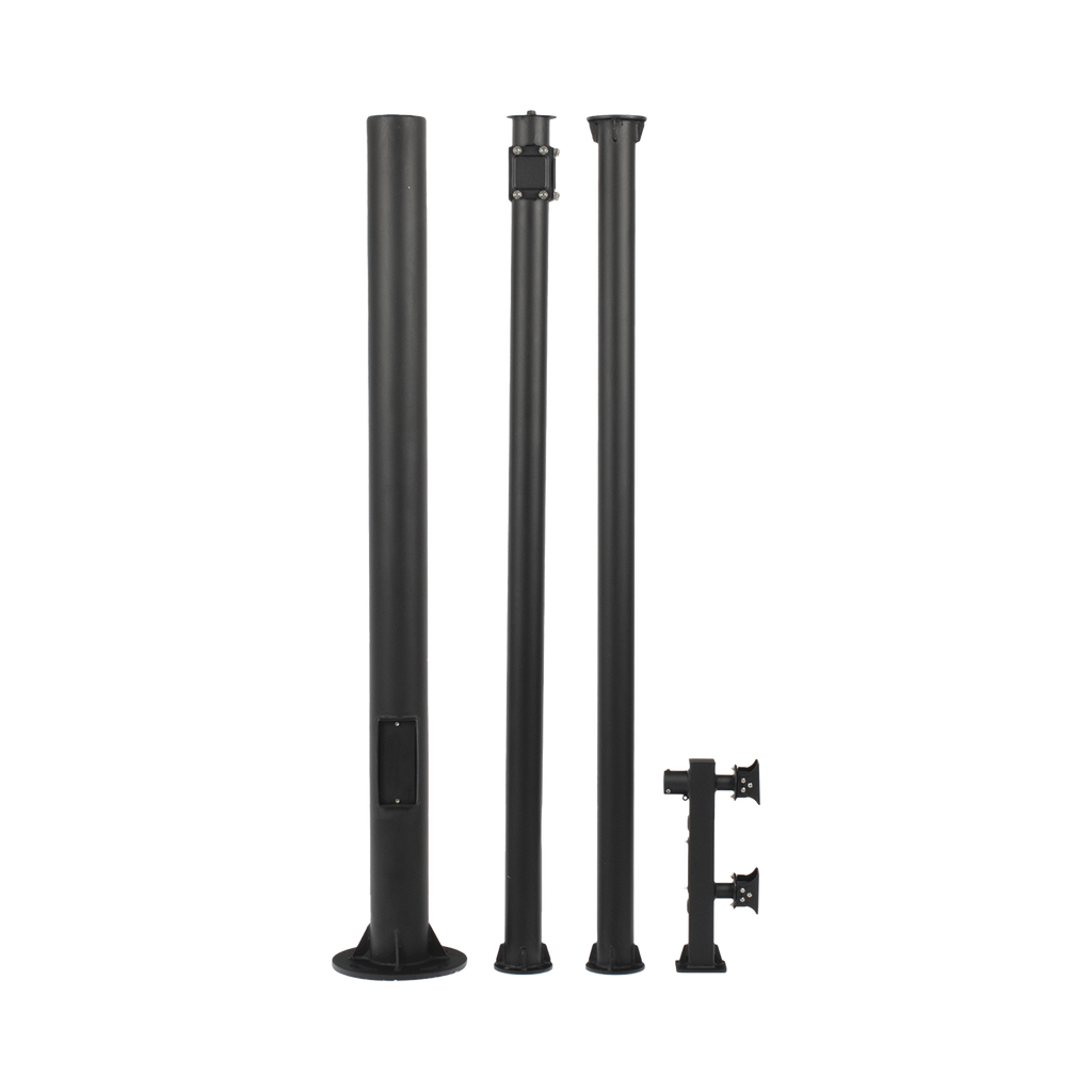 Poste Seccionado de 6 Metros / Tubos Mas Gruesos / Especializado para la Instalación de Videovigilancia / Incluye Base de Cimentación y Brazo para Cámara PTZ / Color Negro