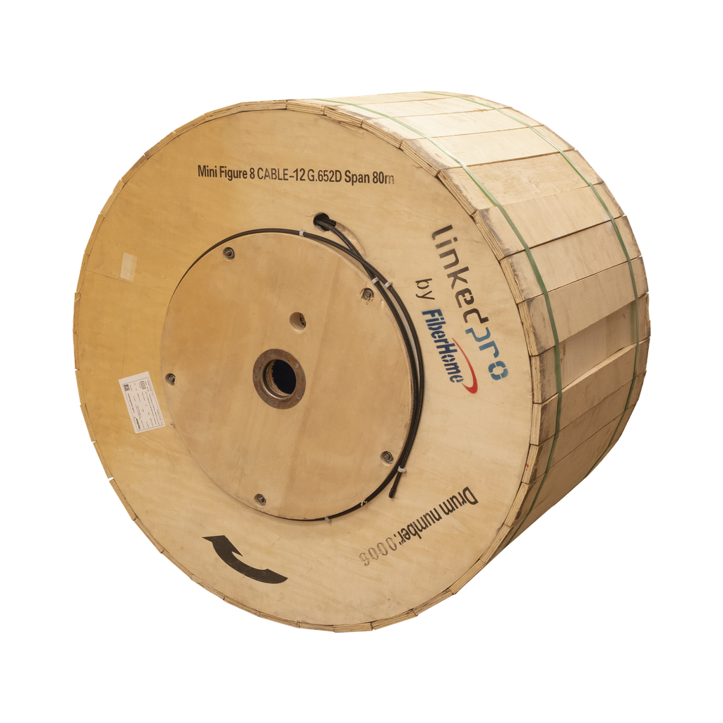 [OC-FIG8-12C/4KM] Carrete de 4 km de Fibra Óptica Aérea Mini Figura 8, G.652D, Monomodo de 12 Hilos, Exterior, Span 80, Loose Tube