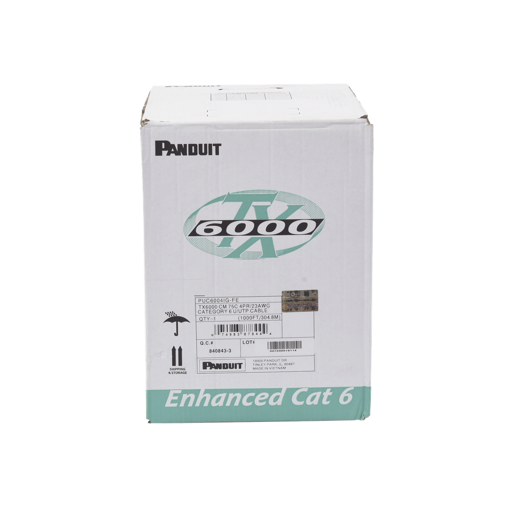 Bobina de Cable UTP 305 m. de Cobre, TX6000? PanNet, Reelex, Gris Internacional, Categoría 6 Mejorado (23 AWG), PVC (CM), de 4 pares