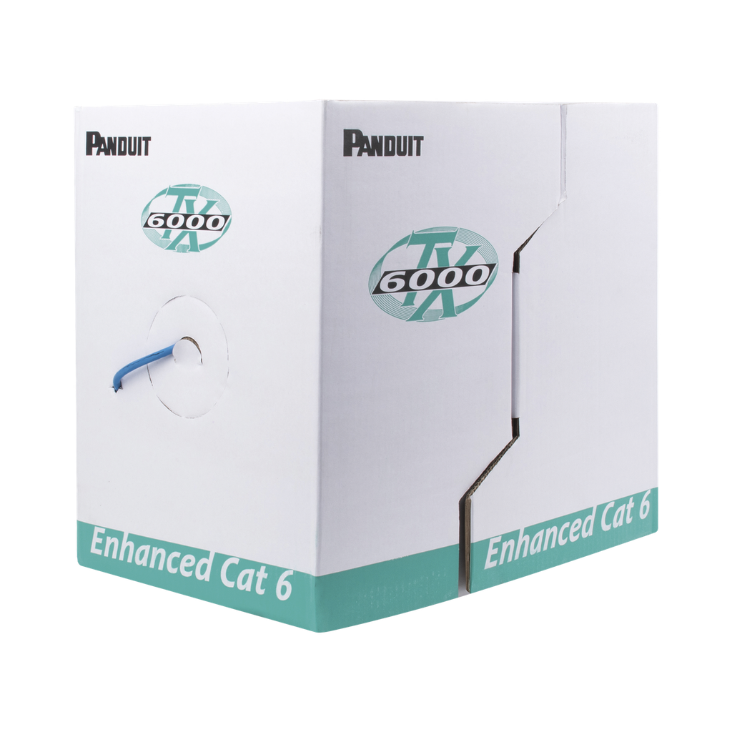 [PUR6004BU-FE] Bobina de Cable UTP 305 m. de Cobre, TX6000? PanNet, Reelex, Azul, Categoría 6 Mejorado (23 AWG), PVC (CMR, Riser), de 4 pares