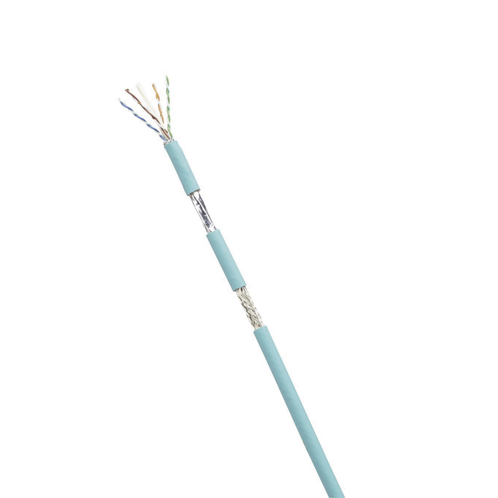 [ISFCH6X04ATL-UG] Bobina de Cable Blindado SF/UTP Categoría 6A, Uso Industrial con Resistencia al Aceite y Rayos UV, Multifilar 24/7 (Flexible), Color Azul Cerceta, Bobina de 305m