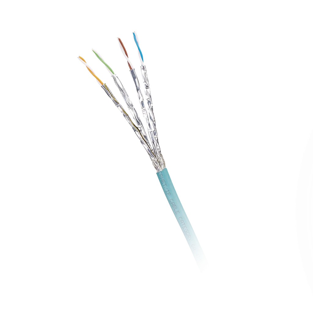 [ISX6X04ATL-LED] Bobina de Cable Blindado S/FTP Categoría 6A, Uso Industrial con Resistencia al Aceite, Rayos UV y Abrasión, Multifilar (Flexible), Color Azul Cerceta, Bobina de 500m