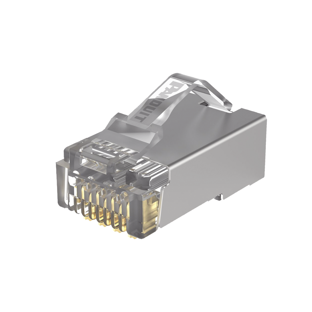 [MPS588-C] Plug RJ45 Cat5e Blindado, Para Cable UTP de Calibres 24-26 AWG, Chapado en Oro de 50 micras, Paquete de 100 piezas