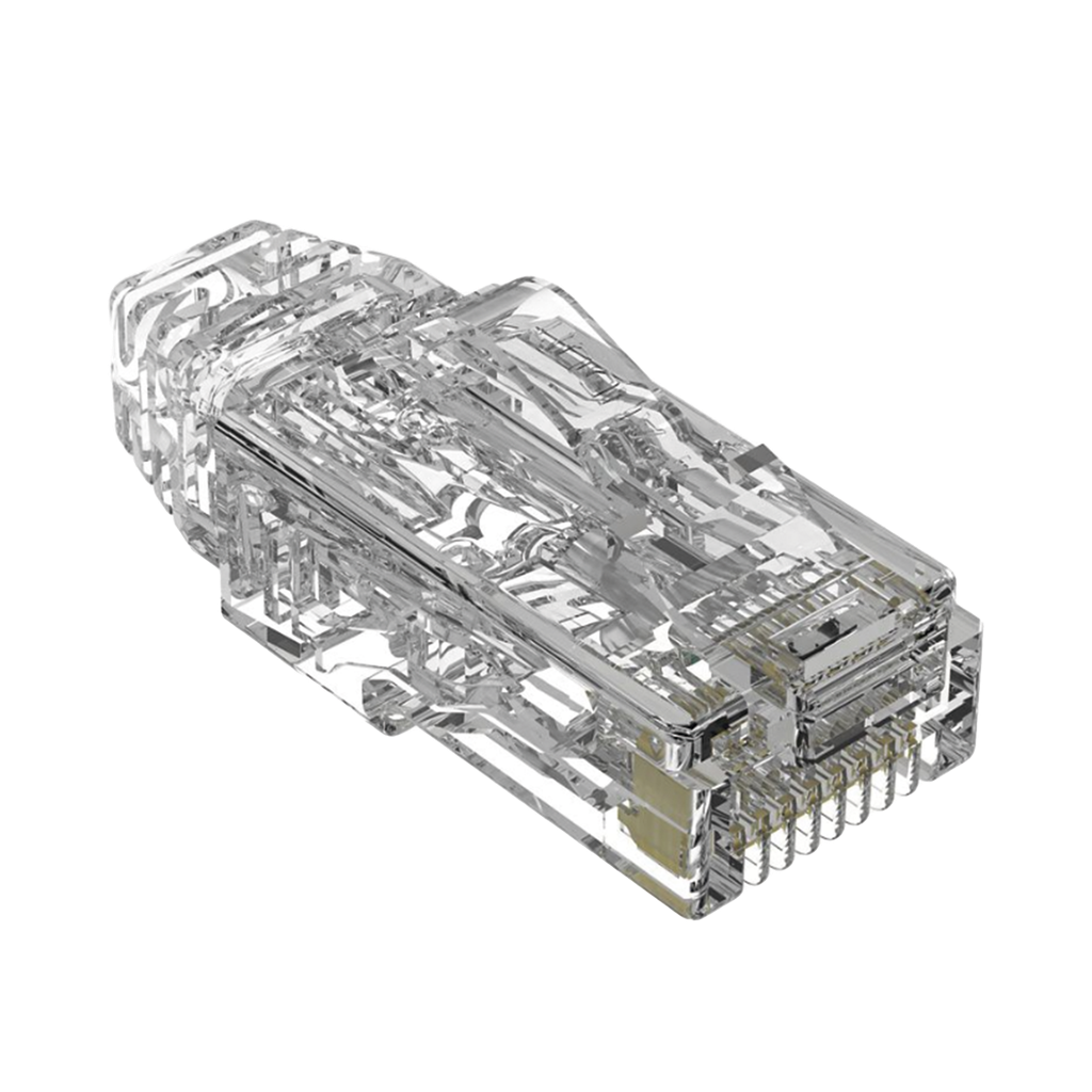Plug RJ45 Cat6/6A, Para Cable UTP de Calibre 28 AWG (Diámetro Reducido), Chapado en Oro de 50 micras, Paquete de 100 piezas