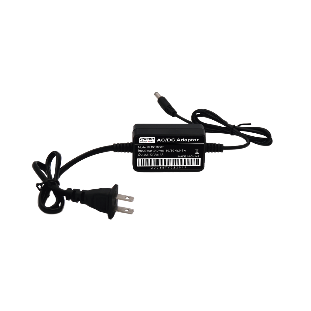 [PL-DC-1000T] Adaptador de Pared de 12Vcc @ 1 A con cable y clavija Nema 1-15 / 0.5 metros a la toma de alimentación / 0.5 metros a la conexión del dispositivo