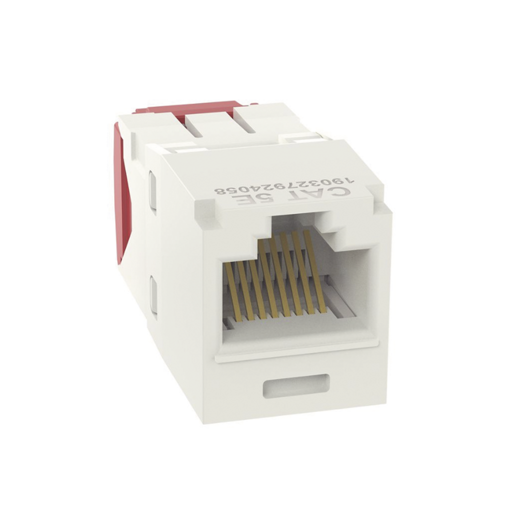 [CJ5E88TGIW] Conector Jack RJ45 Estilo TG, Mini-Com, Categoría 5e, de 8 posiciones y 8 cables, Color Blanco Mate