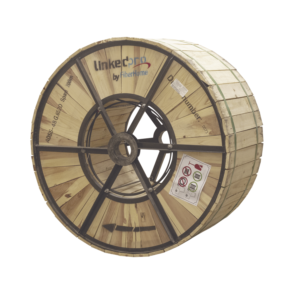 [OC-ADSS-48C-S200/4KM] Carrete de 4 km de Fibra Óptica Aérea (ADSS) G.652D, Monomodo de 48 Hilos, Exterior, Span 200, Loose Tube