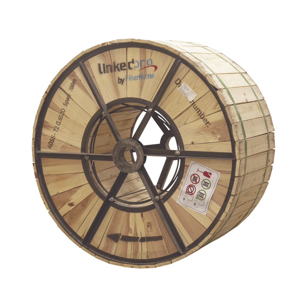 [OC-ADSS-72C-S200/4KM] Carrete de 4 km de Fibra Óptica Aérea (ADSS) G.652D, Monomodo de 72 Hilos, Exterior, Span 200, Loose Tube