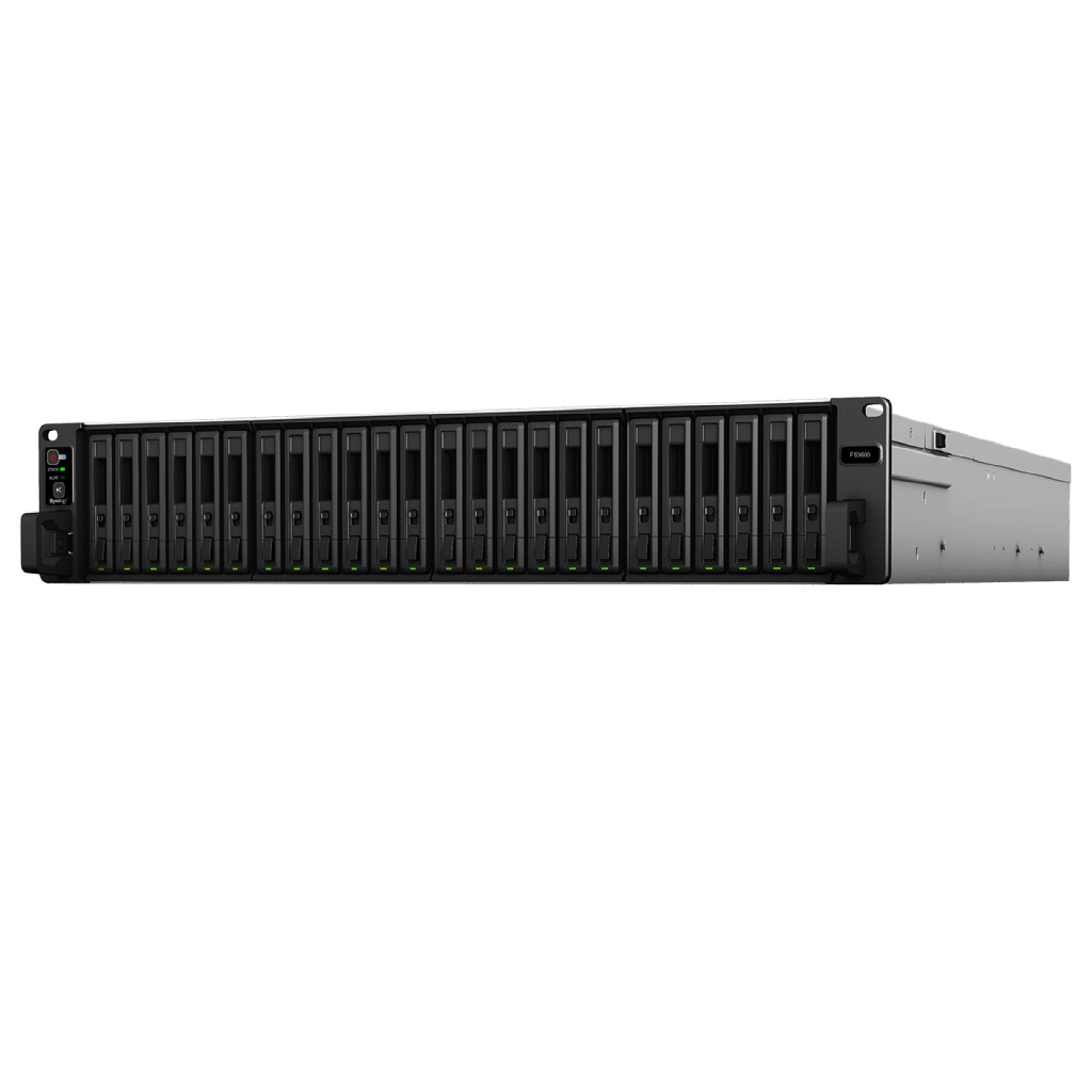 [FS3600] NAS Todo Flash FlashStation FS3600 | 24 Receptáculos | Intel Xeon D-1567 12 Núcleos | 16 GB RAM (Ampliable a 128 GB) | 195,000 IOPS Escritura Aleatoria iSCSI 4K | 10 GbE | Compatible con Virtualización | Protección de Datos Int