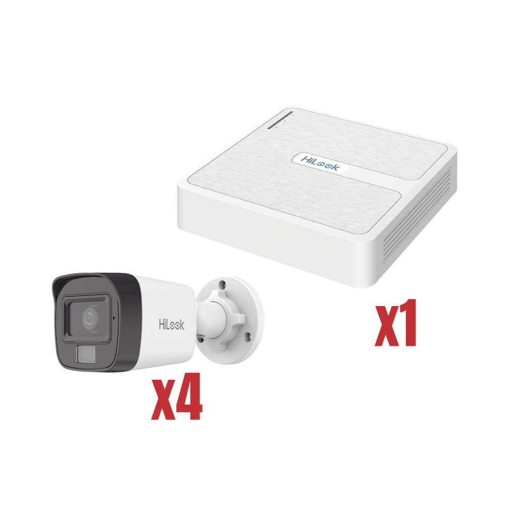 [KIP2MP/4B] Kit IP 4Megapixel / NVR de 4 Canales con 4 Puertos PoE / 4 Cámaras IP Dual light con microfono