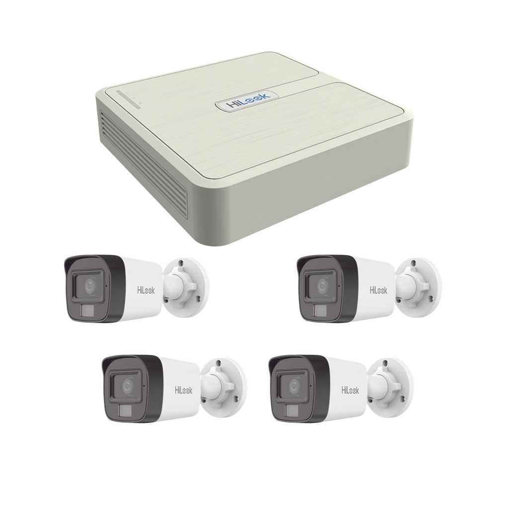 [KIP4MP/4B] Kit IP 4 Megapixel / NVR de 4 Canales con 4 Puertos PoE / 4 Cámaras IP Dual Light con Micrófono Integrado / Bala para Exterior