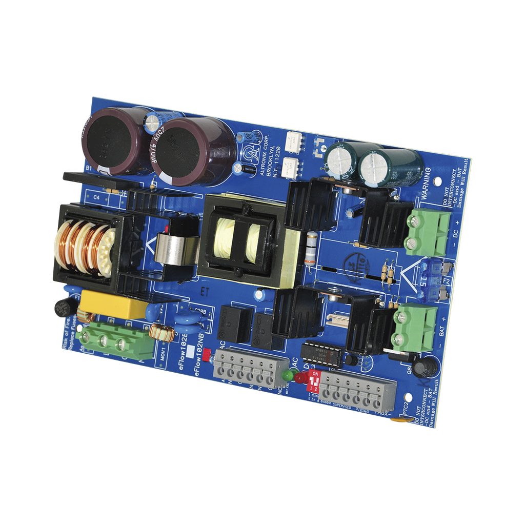 [EFLOW-102NB] Cargador de fuente de alimentación, salida única, 12 V CC a 10 A, salida auxiliar, FAI, listo para LinQ2, 115 V CA, placa