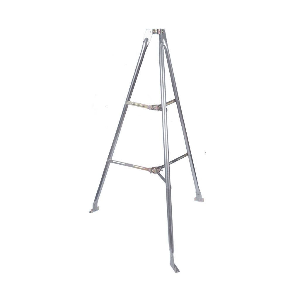 Montaje de tripie para exterior, altura total del tripie 1.52 m. Compatible con mástiles de hasta 3 m de largo 1  1/4 a 2 de diámetro