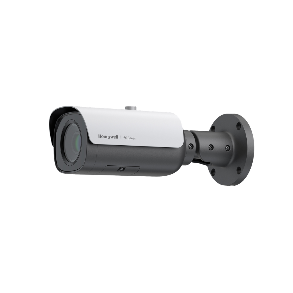 Bala IP 5 MP / Lente Mot. 5 a 50 mm / Exterior Calentador Integrado / IR 60 m / Detección Facial / Movimiento / Sabotaje / Merodeo / Intrusión / Alarmas y Audio I/O / ONVIF / NDAA / PoE / H.265 / IP67 / IK10 / Serie 60 / Honeywell Security