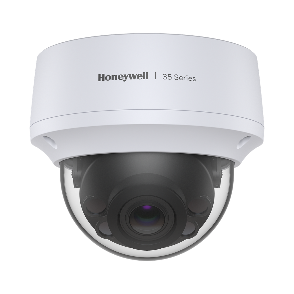 HC35W48R2 Domo IP 8 Megapíxel / Lente Mot. 2.7 a 13.5 mm / 50 mts IR /  Ultra Baja Iluminación / NDAA / ONVIF / IP67 / IK10 /  IA (Filtro de Humanos y Vehiculos) / Merodeo / Conteo de Personas / PoE / Audio y Alarmas I/O / Serie 35 / Honeywell Securit