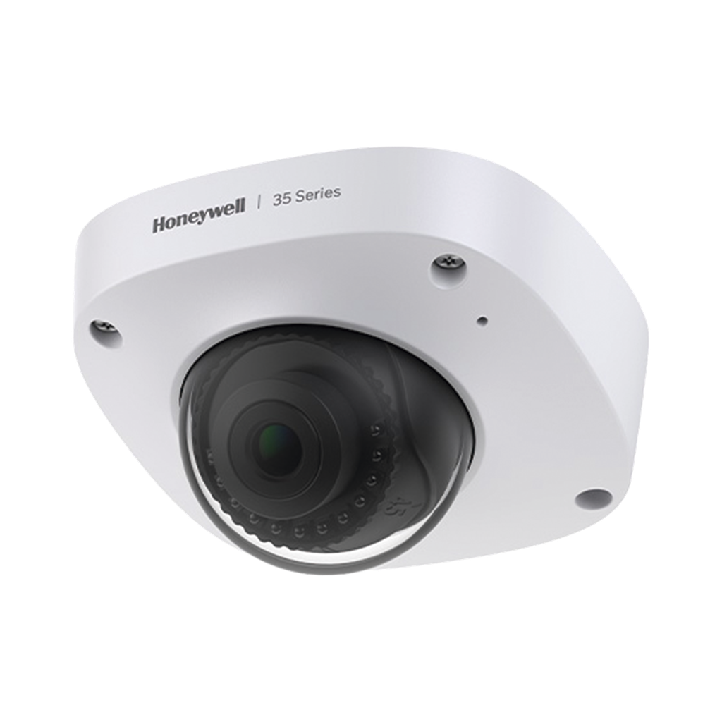 HC35W25R3 Mini Domo IP 5 Megapixel / Lente 2.8 mm / 30 mts IR / Ultra Baja Iluminación / NDAA / ONVIF /  IP67 / IK10 / IA (Filtro de Humanos y Vehiculos) / Merodeo / Conteo de Personas / PoE / Audio y Alarmas I/O / Serie 35 / Honeywell Security