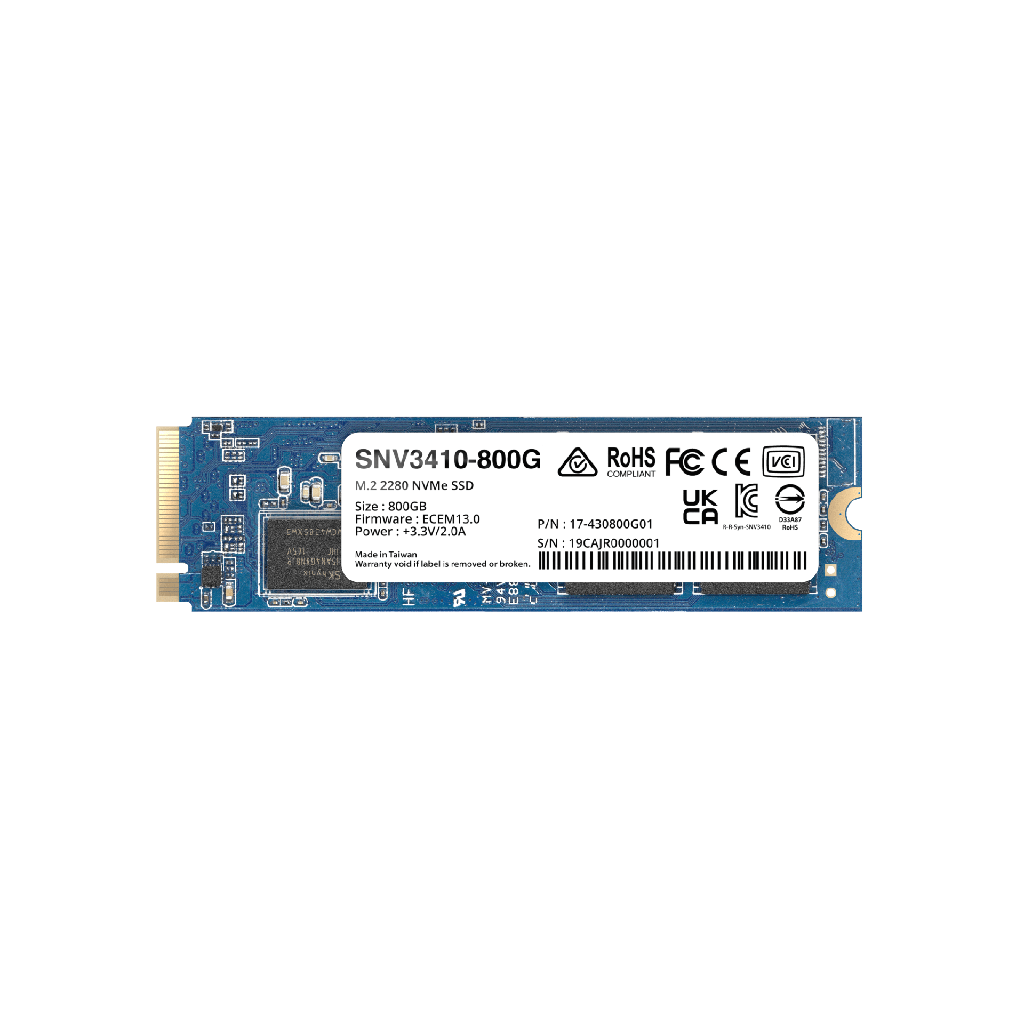SSD NVMe M.2 SNV3410/3510 | SSD 400GB | Alto Rendimiento 400000 IOPS Lectura | 70000 IOPS Escritura | Resistencia 1022 TBW | Protección de Datos Integral | Análisis de Vida Útil | Diseñada para Sistemas Synology.