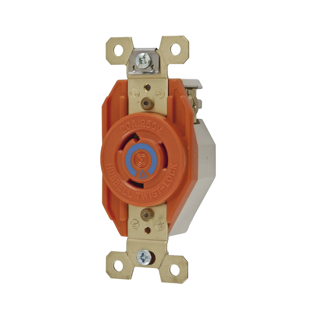 Receptáculo Sencillo de Media Vuelta/ 20 A 250 V CA / 2 Polos 3 Hilos / Nema L6-20R.